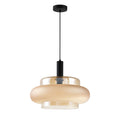 BRIZI lampa wisząca czarny 1x40W E27 klosz bursztynowy mrożony