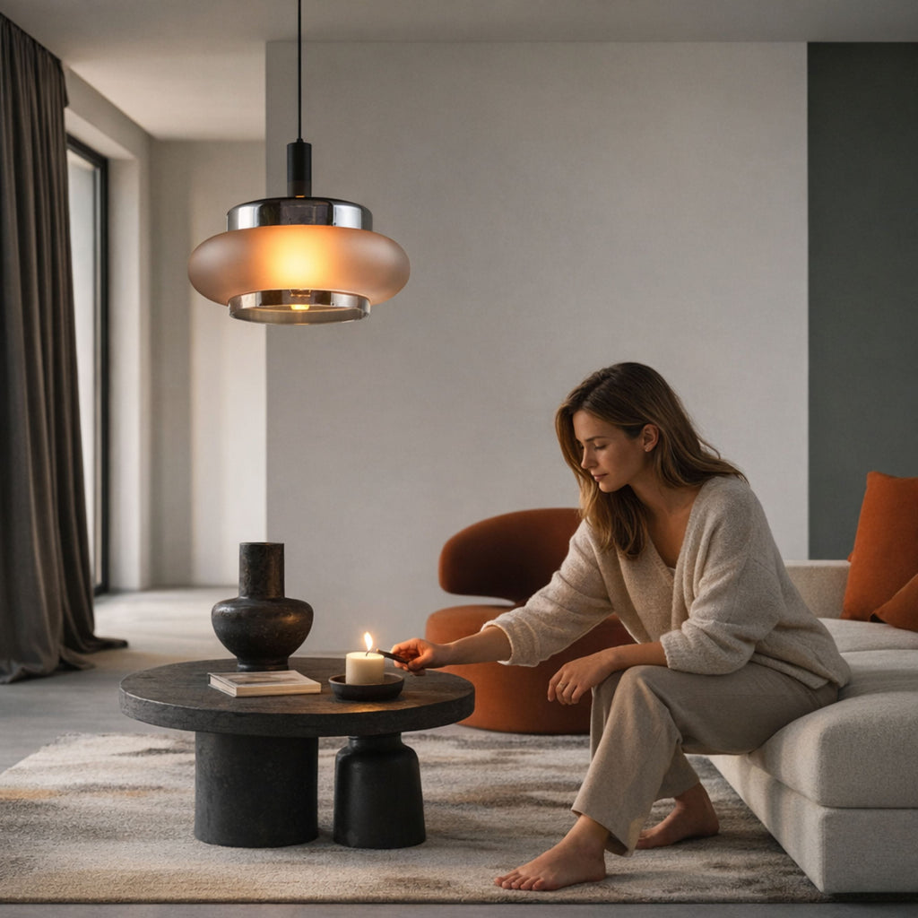 BRIZI lampa wisząca czarny 1x40W E27 klosz dymiony mrożony