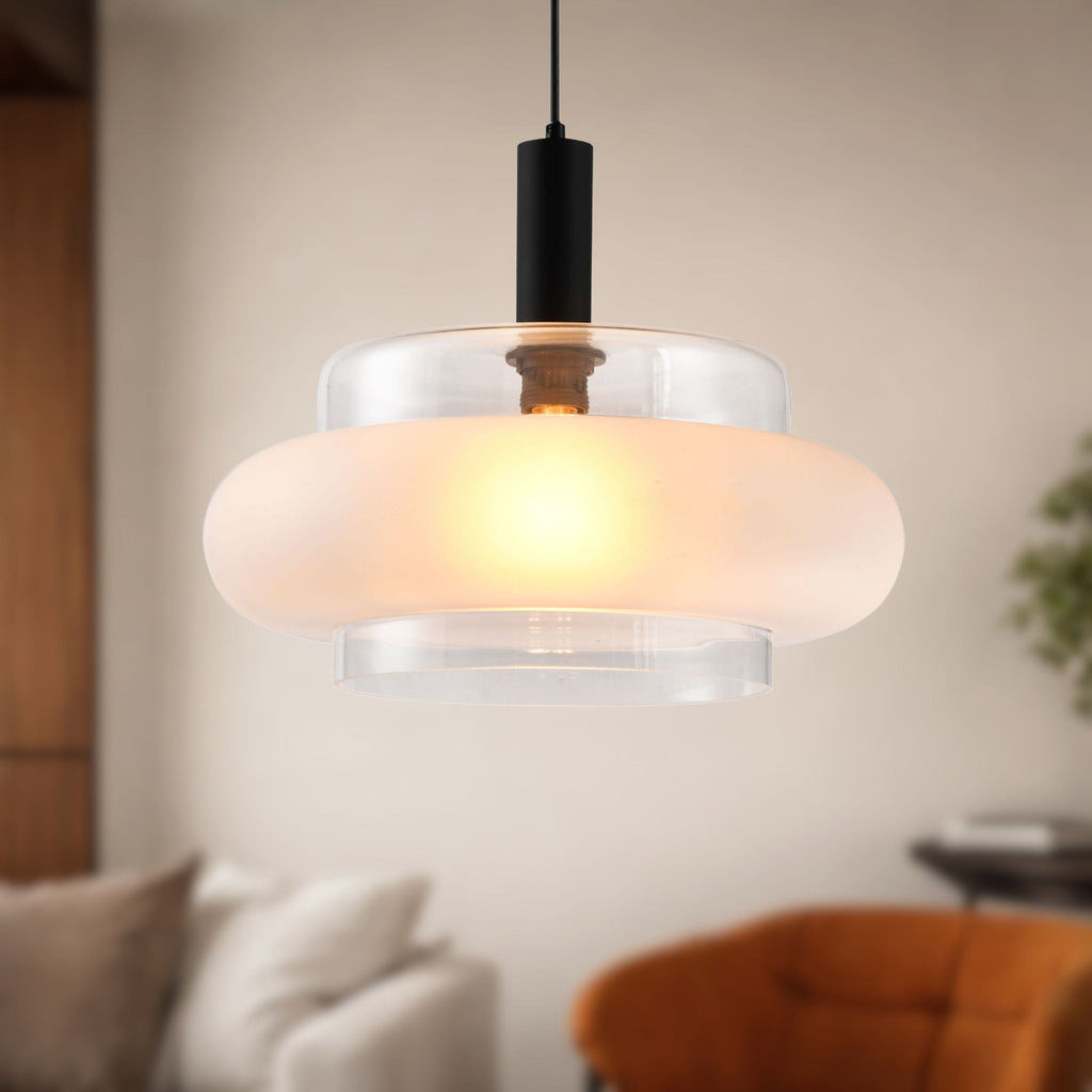 BRIZI lampa wisząca czarny 1x40W E27 klosz mrożony