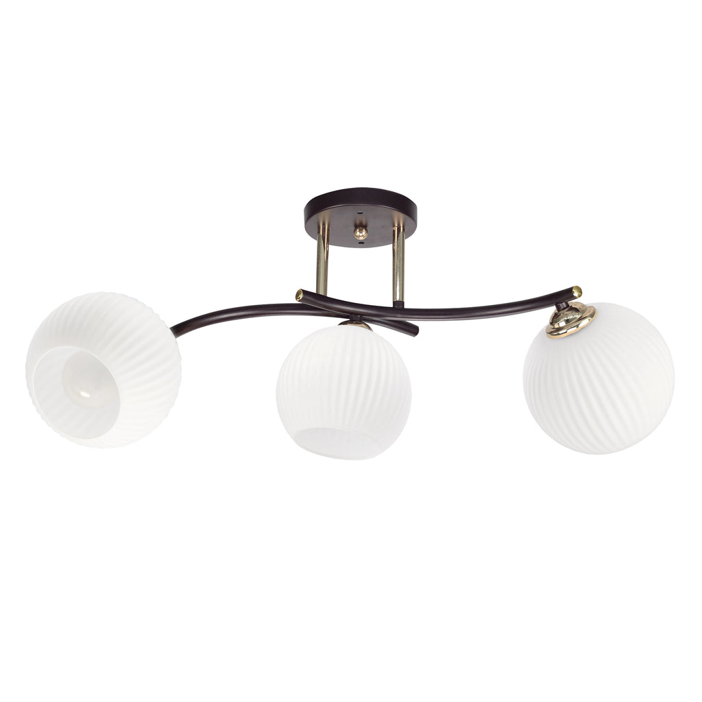 CALMO lampa sufitowa brunatny+złoty 3x40W E27 klosz biały