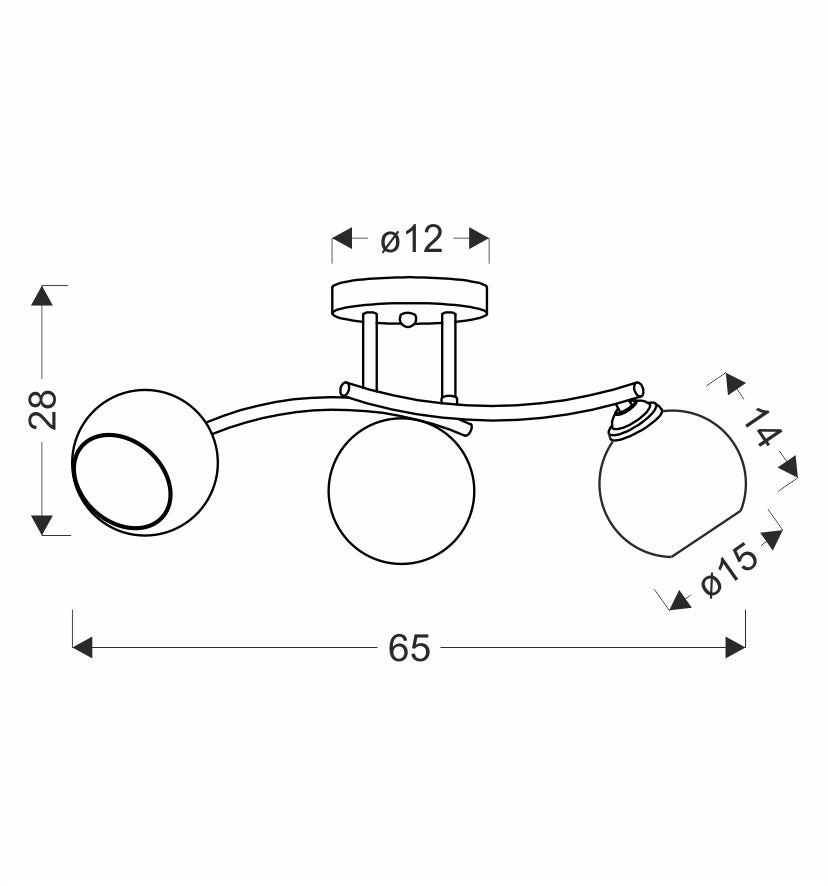 MANON lampa sufitowa brunatny+złoty 3x40W E27 klosz bursztynowy