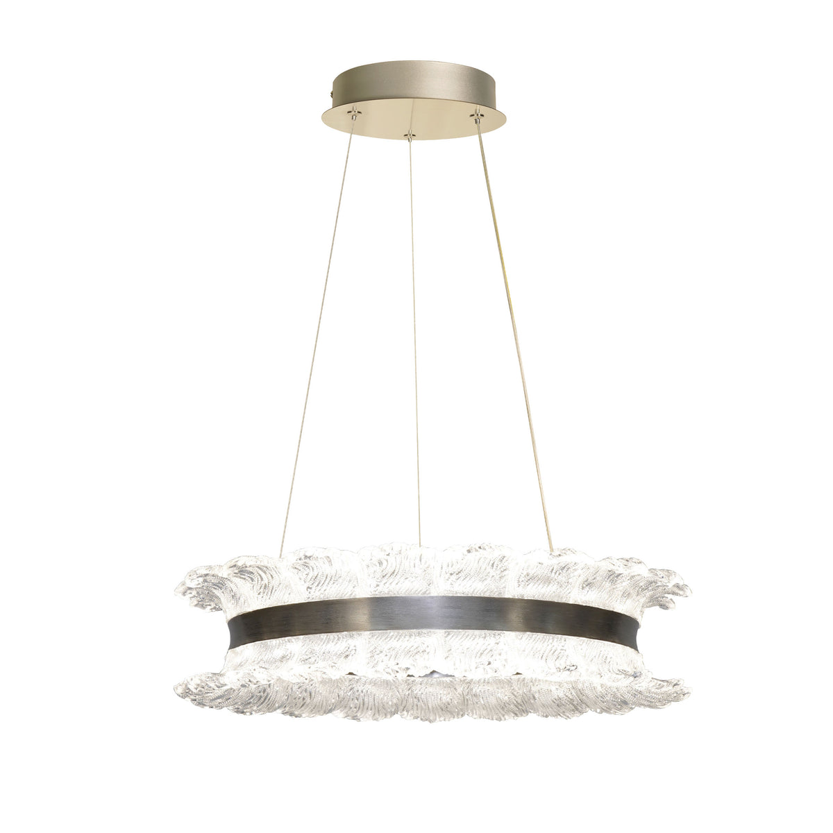 TOLOSA lampa wisząca satyna nikiel 30W LED 3000, 4500,6500K kryształki bezbarwne