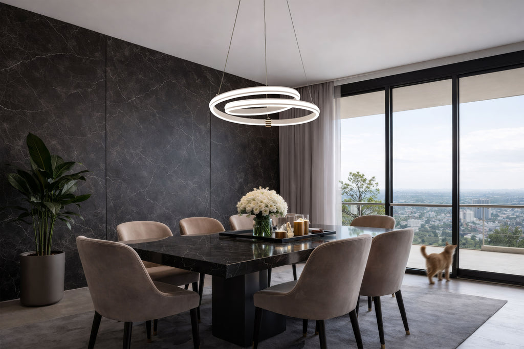 SANTA lampa wisząca złoty 32W LED 3000, 4000, 6500K maskownica biały