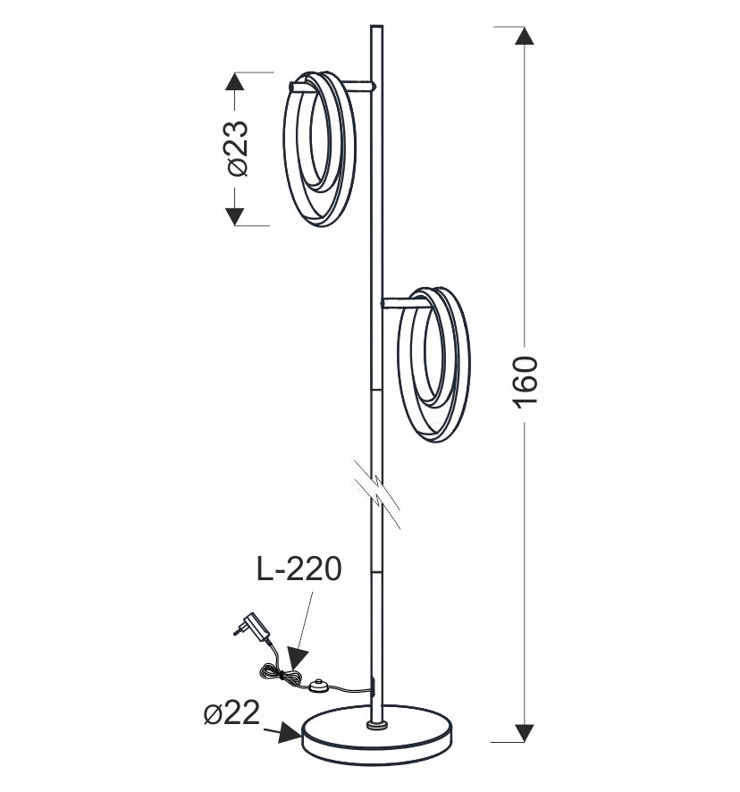 CROMA lampa podłogowa czarny+chromowy 2x12W LED 3000K osłonka biała