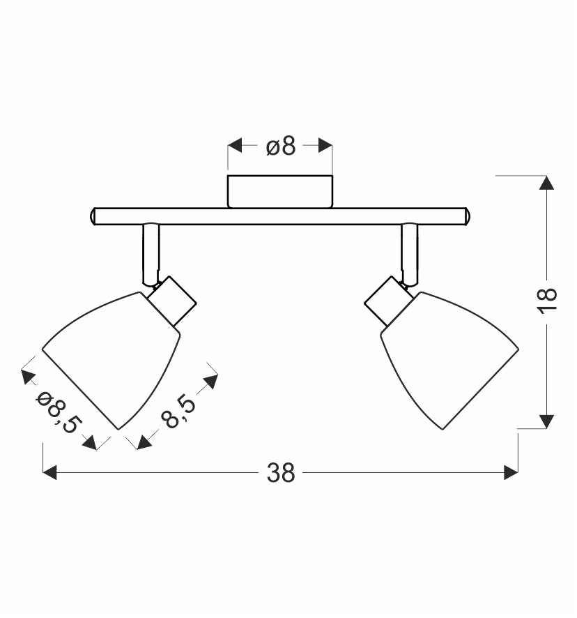 JEFFREY lampa sufitowa listwa chromowy 2x40W G9 klosz dymiony