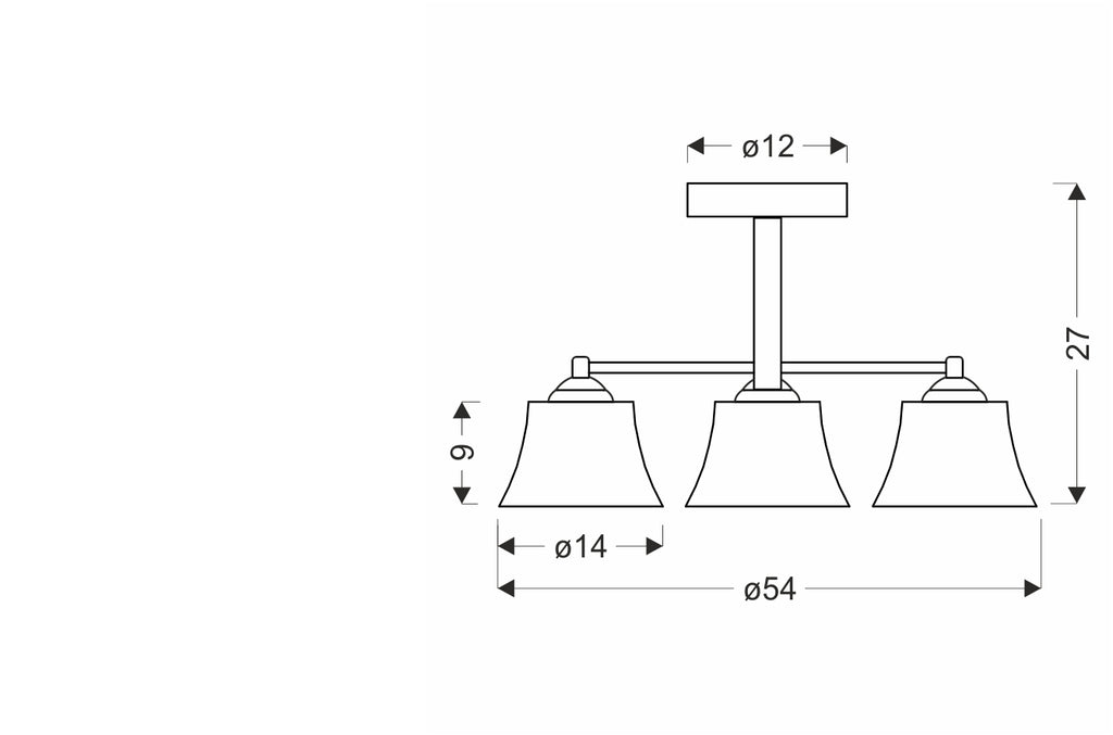 SUDAN lampa wisząca czarny 3x40W E27 klosz bezbarwny