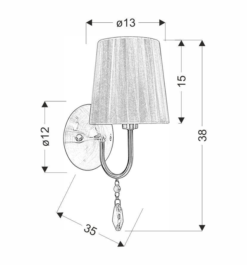 SORENTO lampa kinkiet chromowy 1X40W E14 abazur biały
