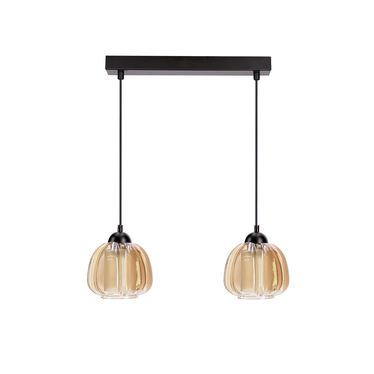 VALERIA lampa wisząca czarny 2x40W E27 klosz bursztynowy
