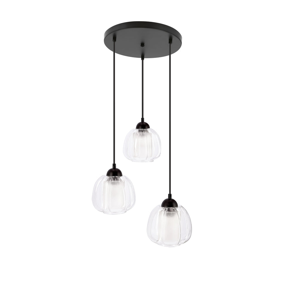 VALERIA lampa wisząca czarny talerz 3x40W E27 klosz bezbarwny
