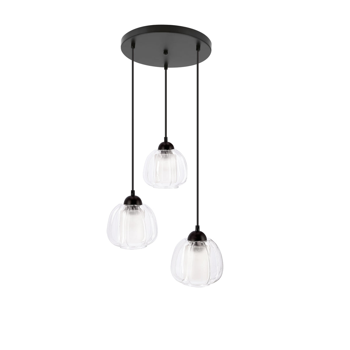 VALERIA lampa wisząca czarny talerz 3x40W E27 klosz bezbarwny