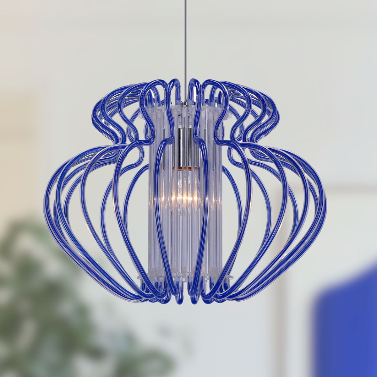 IMPERIA lampa wisząca 1x60W E27 520x420 duża niebieska promocja