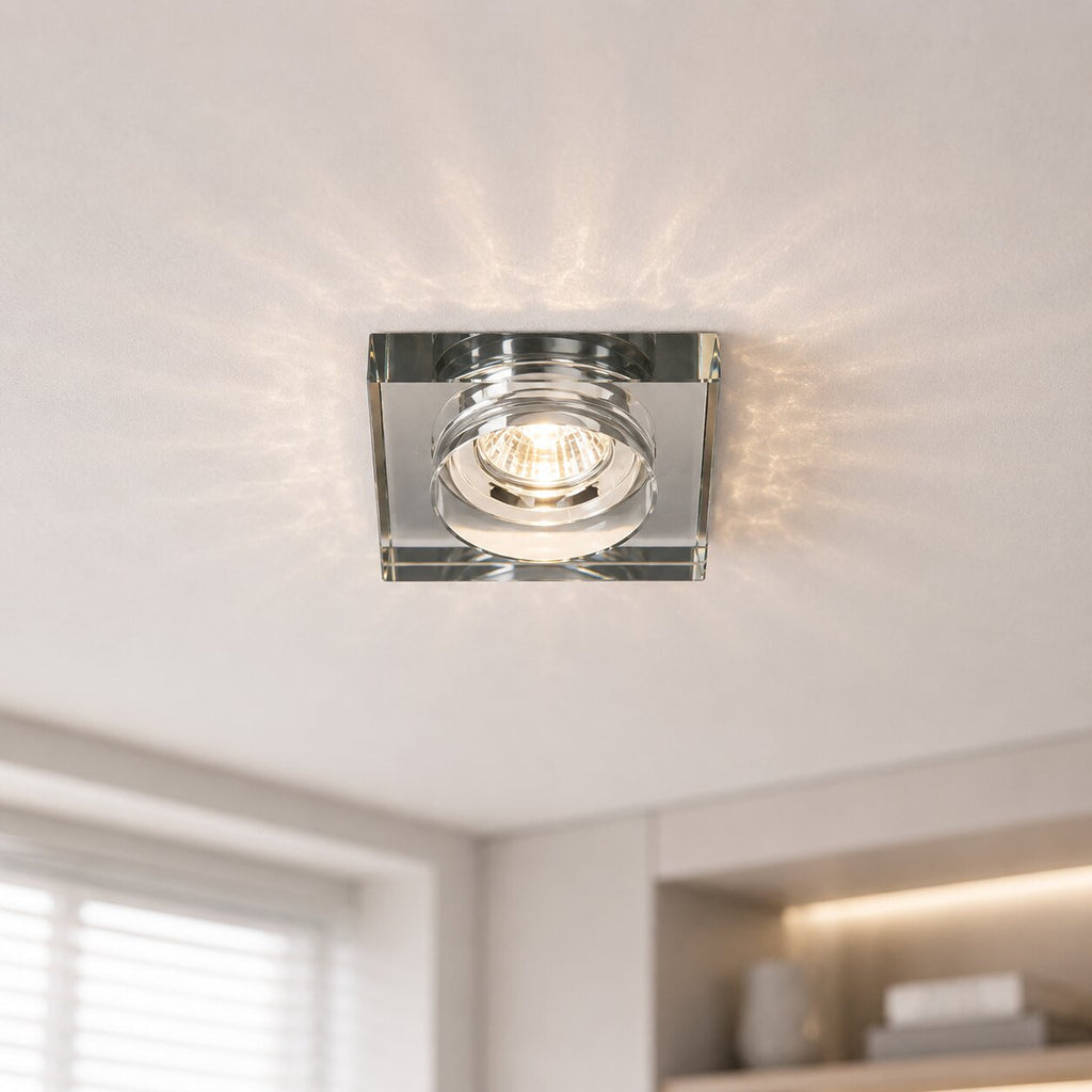 SS-16 CH/BK MR16 CHROM oczko sufitowe lampa sufitowa STAŁA KWADRATOWA SZKŁO CZARNE
