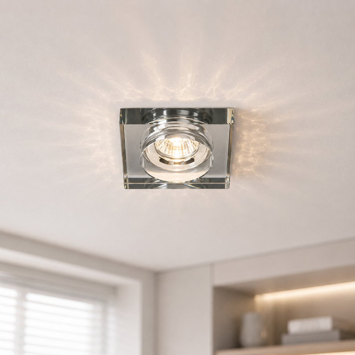 SS-16 CH/BK MR16 CHROM oczko sufitowe lampa sufitowa STAŁA KWADRATOWA SZKŁO CZARNE