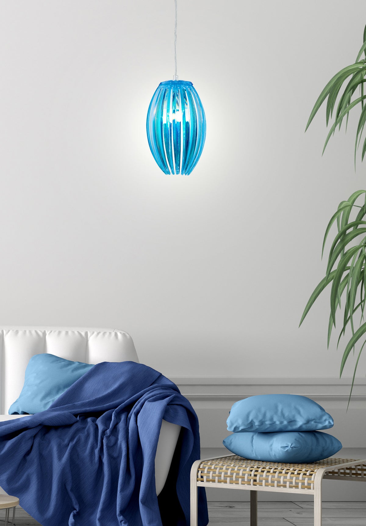 ABUKO lampa wisząca 1x60W E27 niebieski mały