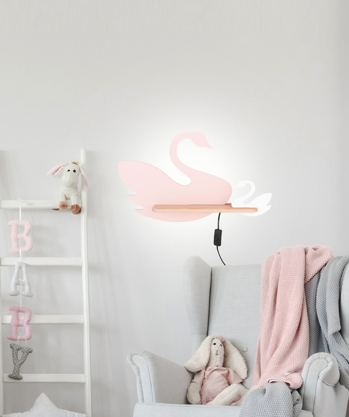 SWAN lampa kinkiet ścienny 5W LED 4000k iq kids z przewodem różowy+biały