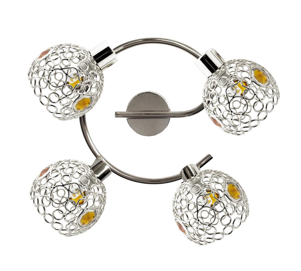 lampa aron spirala 4x40W G9 chrom kryształ bursztyn