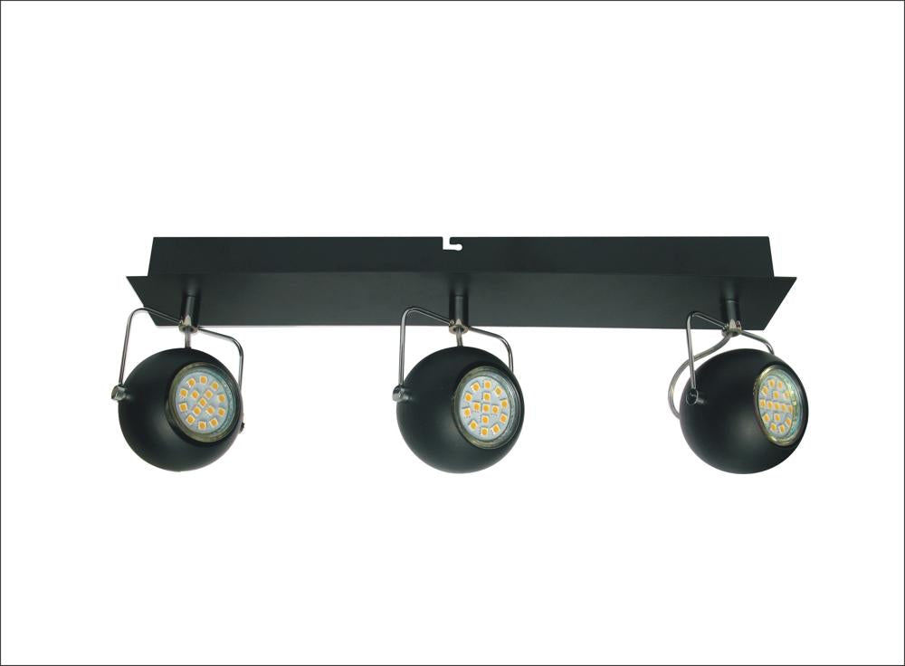TONY lampa sufitowa listwa 3x3W LED GU10 czarny matowy