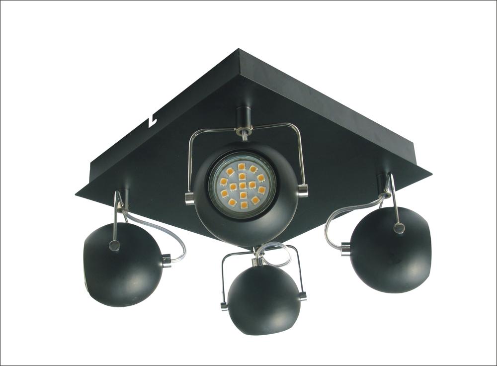 TONY lampa sufitowa plafon 4x3W LED GU10 czarny matowy