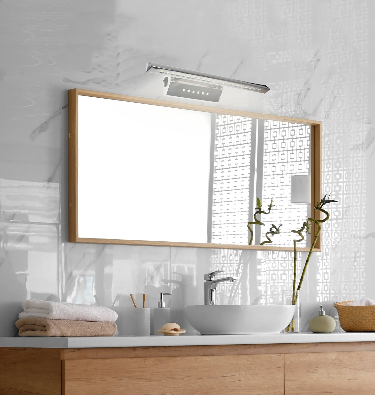 FORTE LED 3 lampa kinkiet LED rurka trójkątna z wyłącznikiem chrom