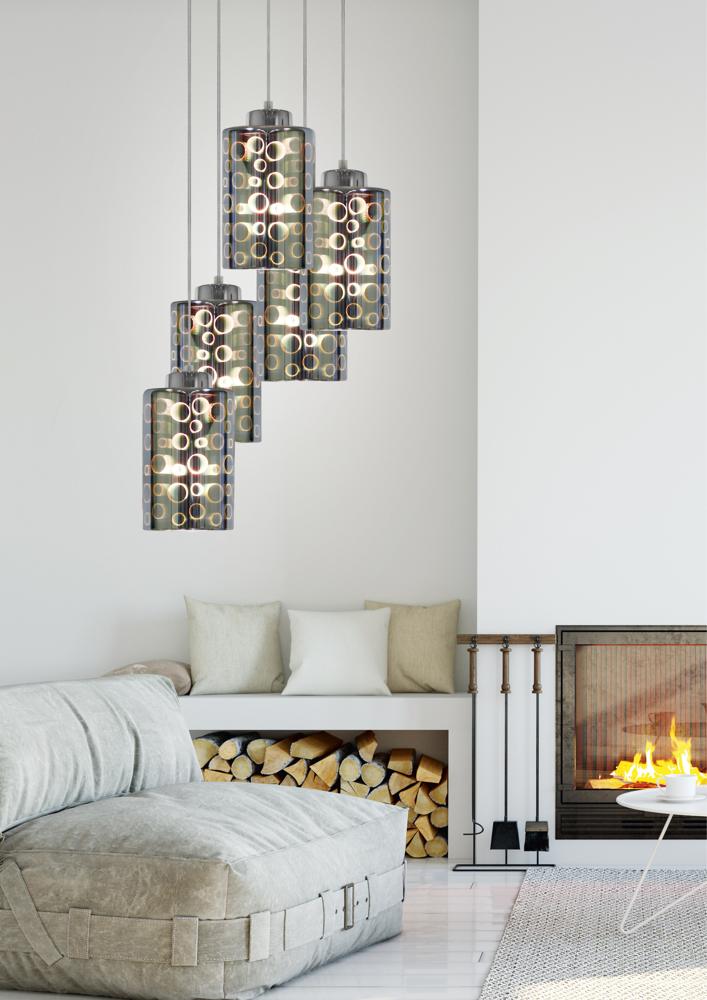 NOCTURNO lampa wisząca talerz 5x40W E27 chrom