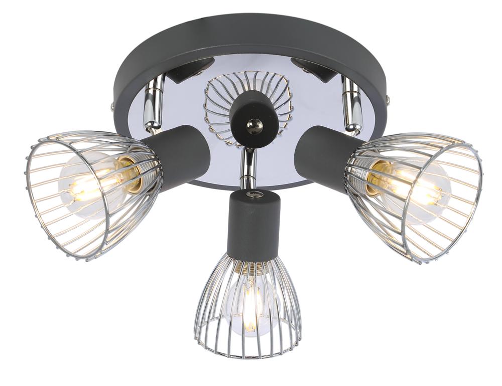 MODO lampa sufitowa plafon 3x40W E14 czarny+chrom