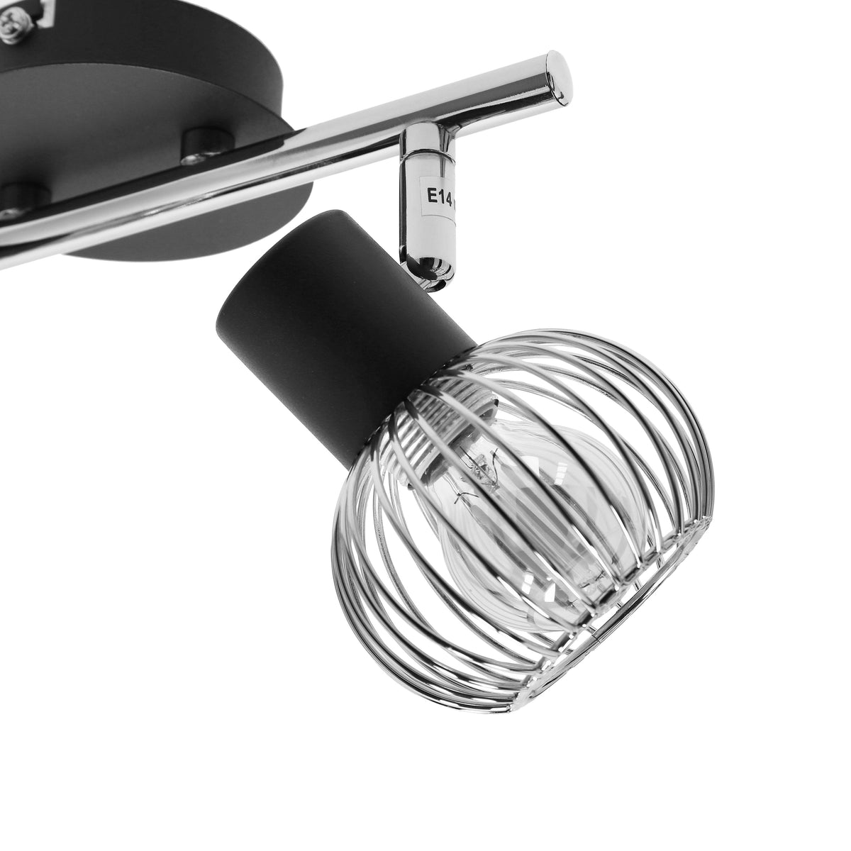 OSLO lampa sufitowa listwa 2x40W E14 czarny/chrom