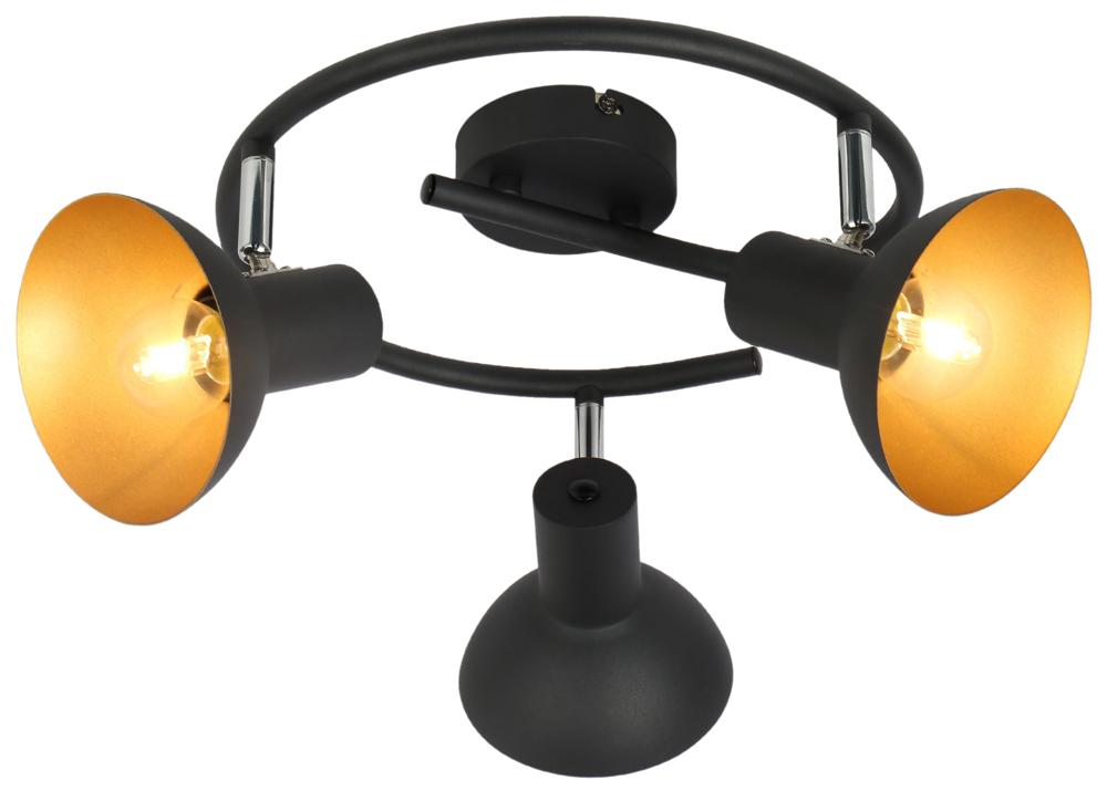 DISO lampa sufitowa spirala 3x40W E27 czarny+zloto