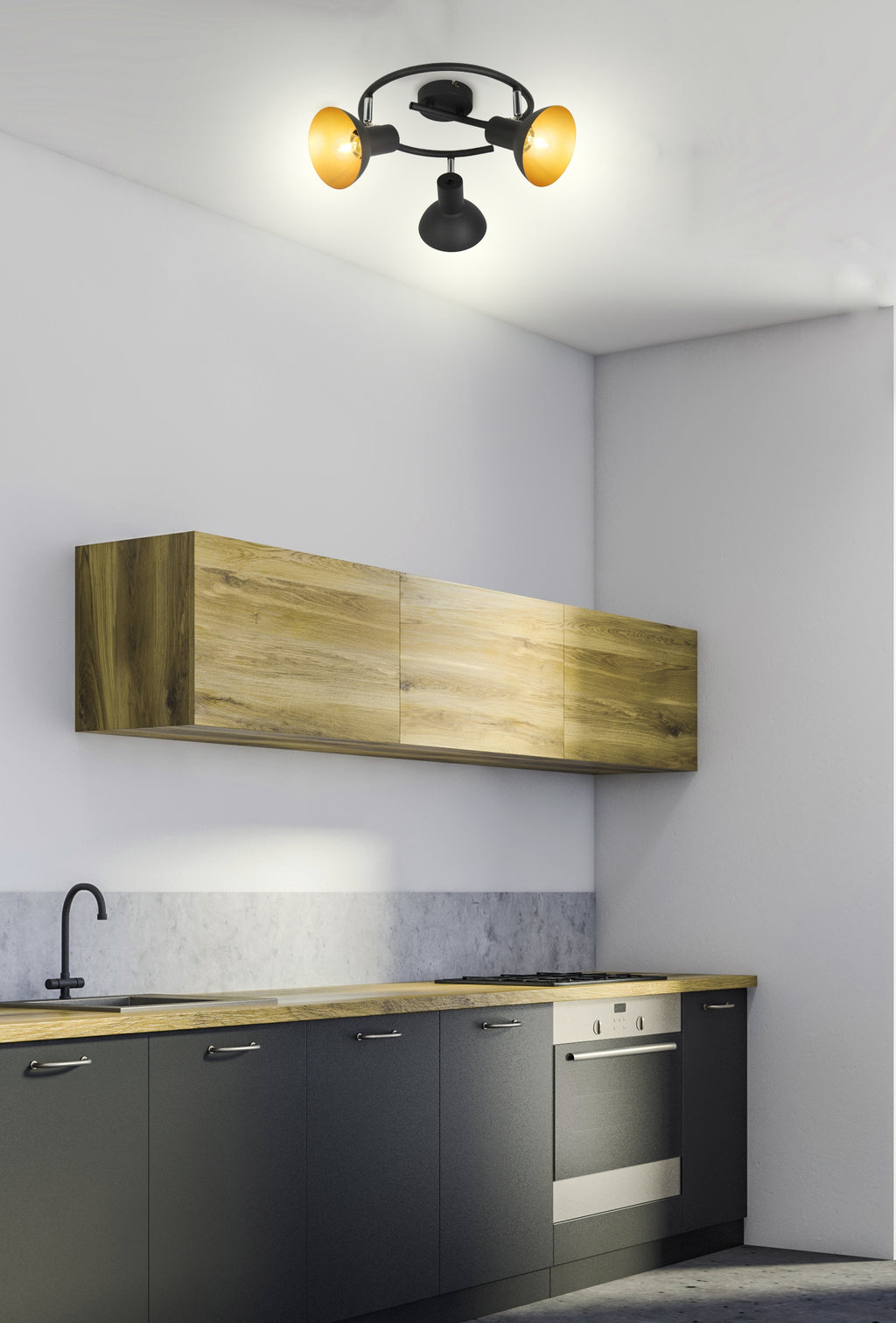 DISO lampa sufitowa spirala 3x40W E27 czarny+zloto