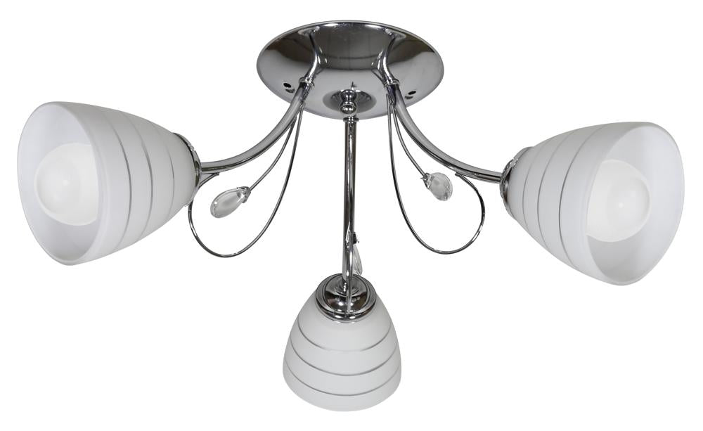 SIMPLI lampa wisząca 3*40W E27 chrom z kryształkiem+klosz z paskiem