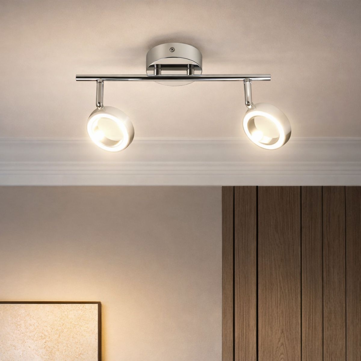 AURELION lampa sufitowa listwa 2x4W LED chrom 3000k
