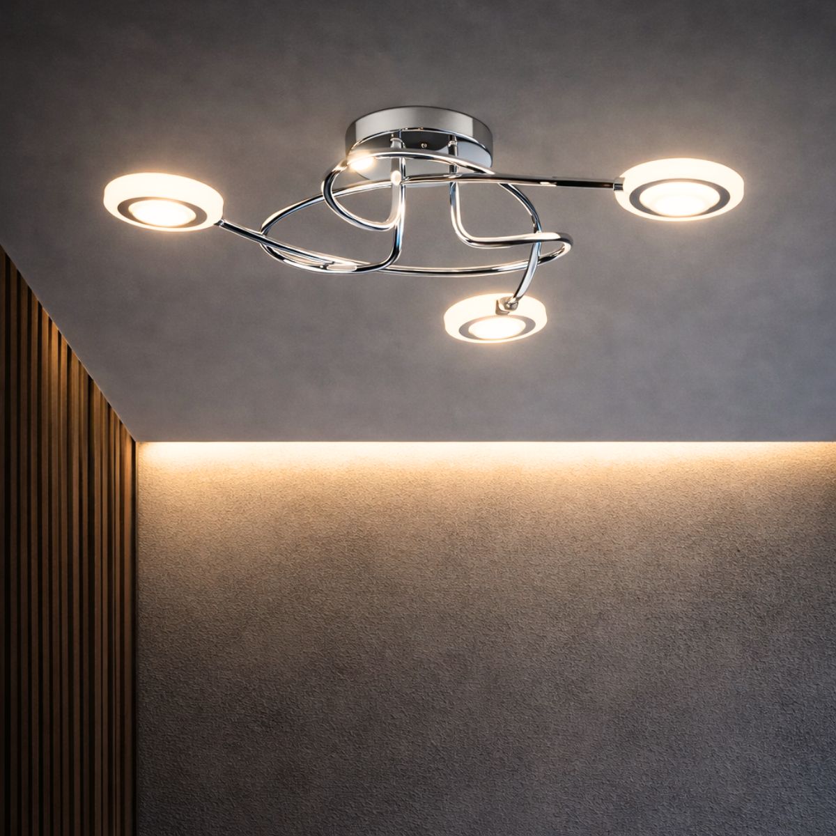 AURELION lampa sufitowa plafon 3x4W LED chrom 3000k