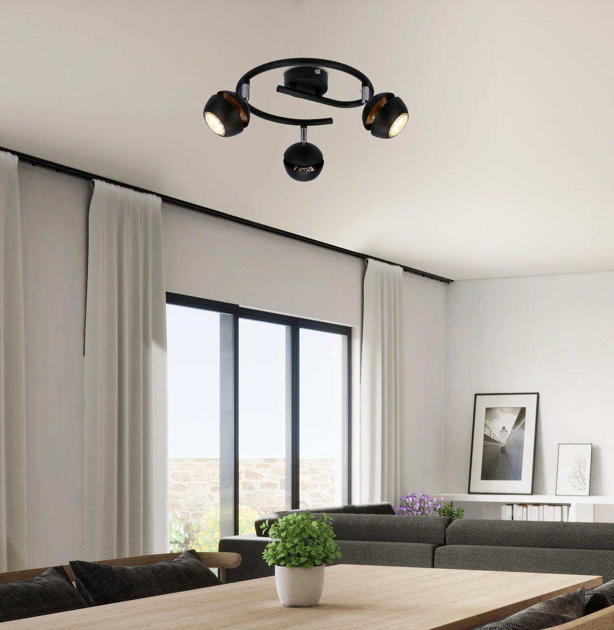 BONI spirala 3x3W GU10 LED czarny