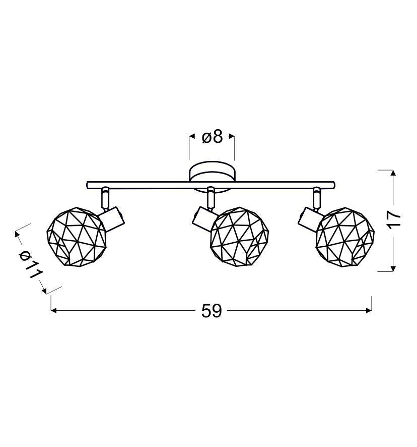 ACROBAT lampa sufitowa listwa 3x40W E14 czarny klosz złoty