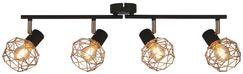 lampa acrobat listwa 4x40W E14 czarny klosz złoty