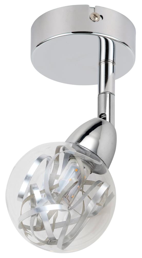 BOLO lampa kinkiet 1x6W LED smd główka 6 okrągła 1e z przegubem klosz wymienny kd system chrom/bezbarwny