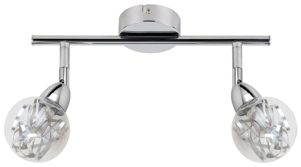 BOLO lampa sufitowa listwa 2x6W LED smd główka okrągła 1e z przegubem klosz wymienny kd system chrom/bezbarwny