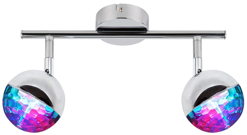 PARTY lampa sufitowa listwa 2x3W LED rgb główka okrągła 1e z przegubem kd system chrom