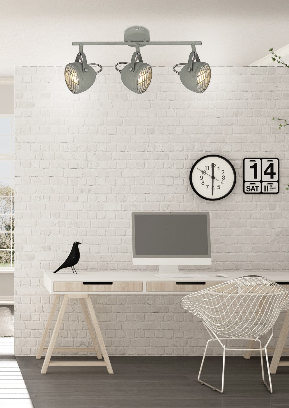 PENT lampa sufitowa listwa 3x50W GU10 betonowy szary
