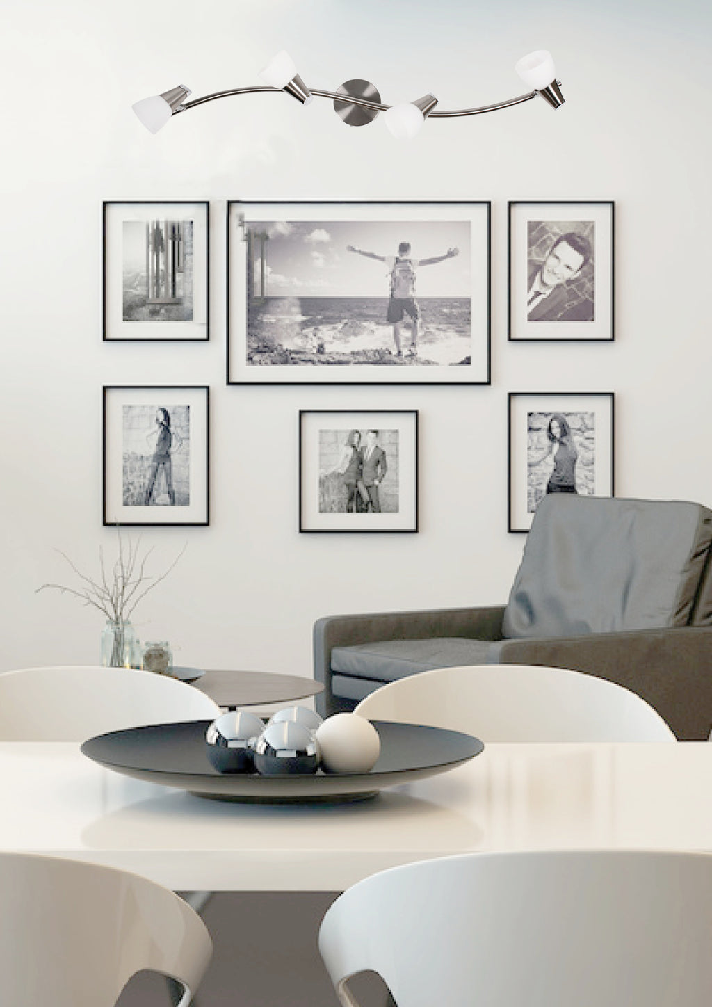 SELIA lampa sufitowa listwa 4x40W G9 nikiel mat/chrom biały (bż)