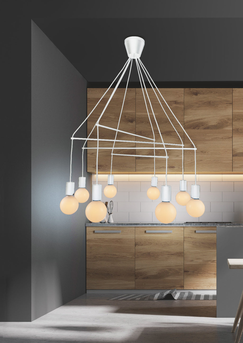 ALTO lampa wisząca 8x40W E27 biały matowy