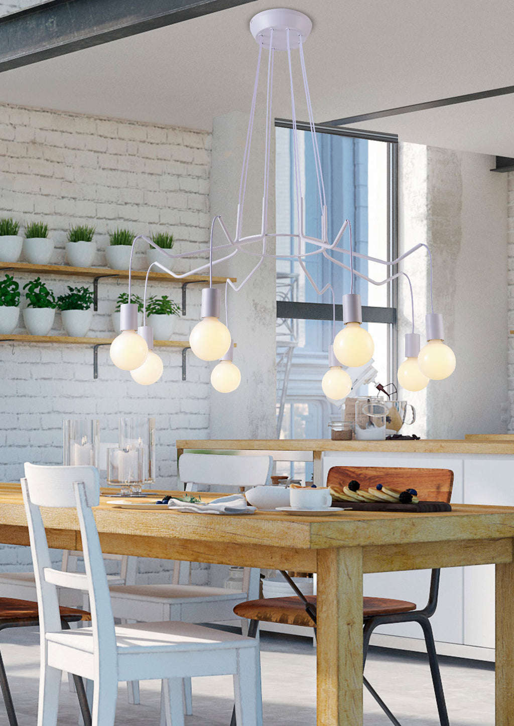 BASSO lampa wisząca 8x40W E27 biały matowy