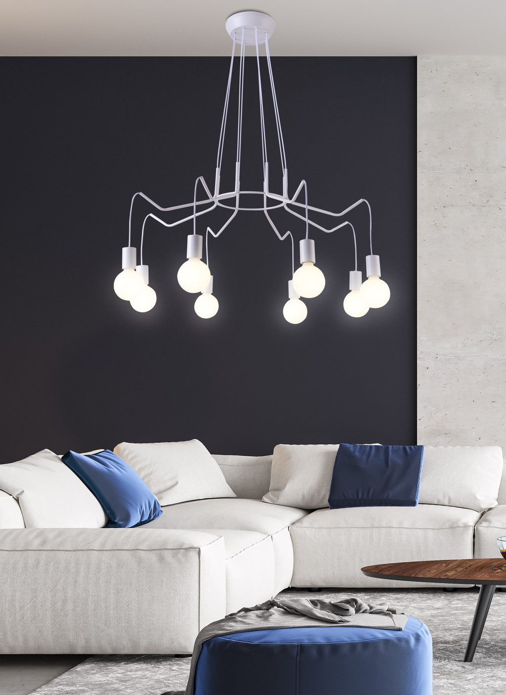 BASSO lampa wisząca 8x40W E27 biały matowy