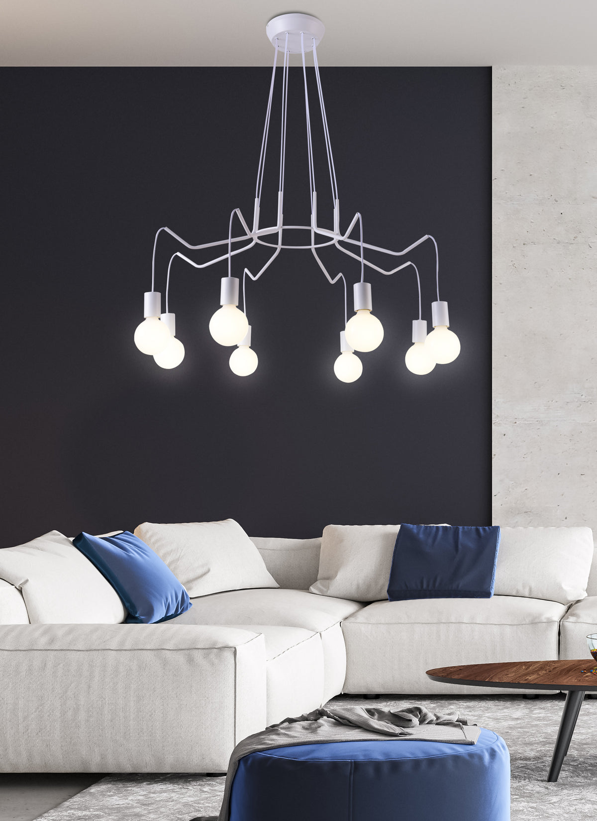 BASSO lampa wisząca 8x40W E27 biały matowy
