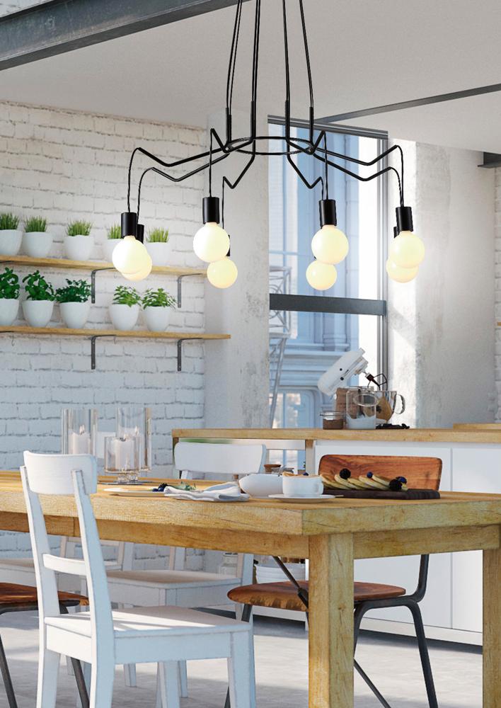 BASSO lampa wisząca 8x40W E27 czarny matowy