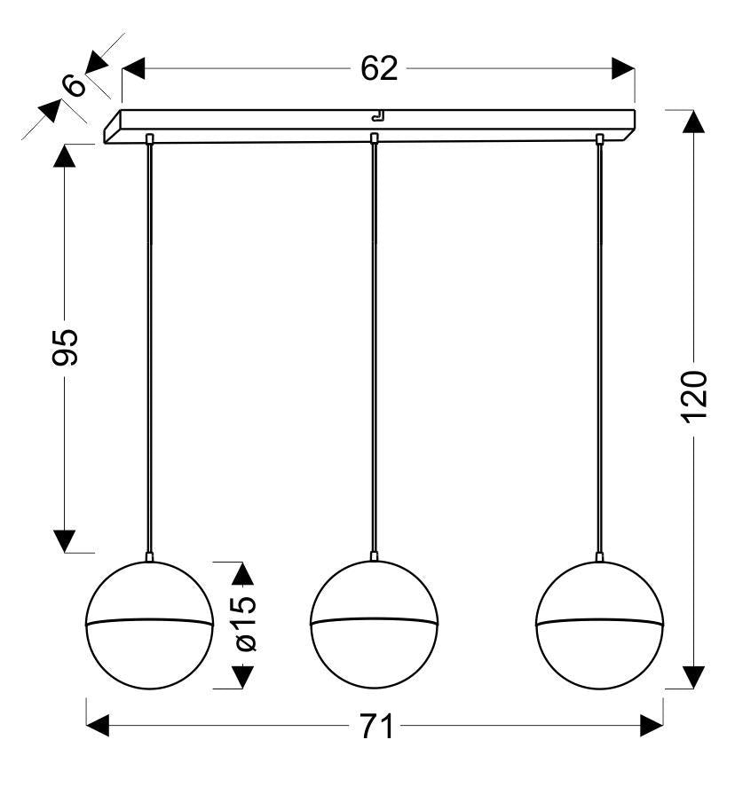 FURNI lampa wisząca 70x15 3x5W LED czarny 4000k apeti