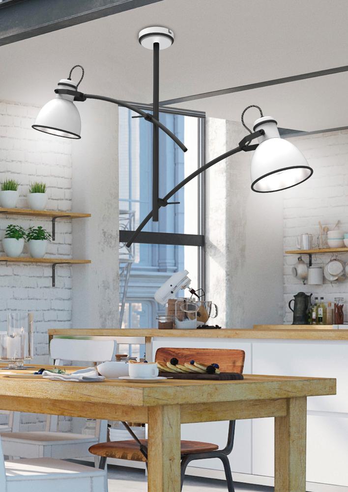 ZUMBA lampa wisząca 2x60W E27 biały+czarny