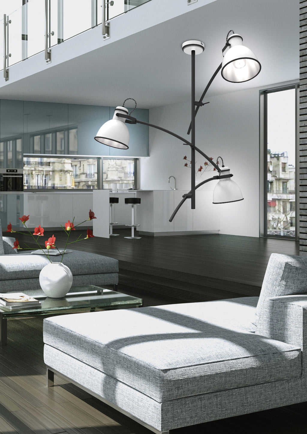 ZUMBA lampa wisząca 3x60W E27 biały+czarny