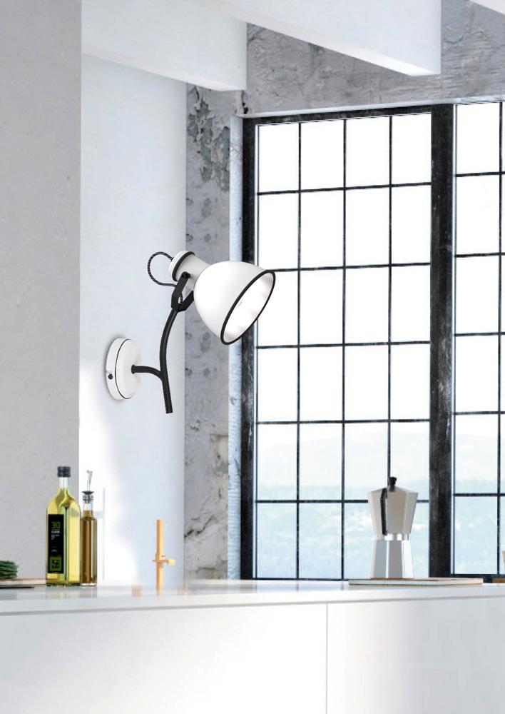 ZUMBA lampa kinkiet na wysięgniku 1x40W E14 biały+czarny