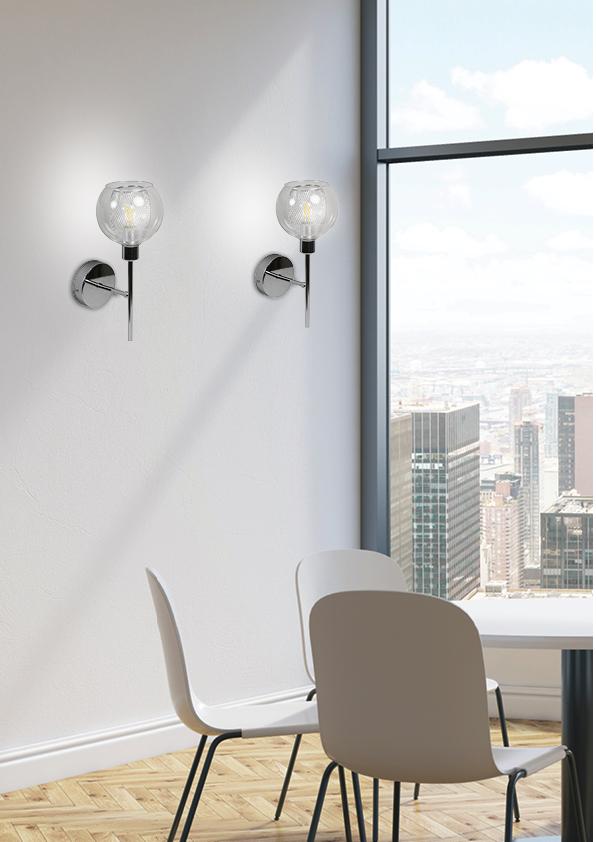 OZZO kinkiet 1x40W E14 chrom klosz bezbarwny