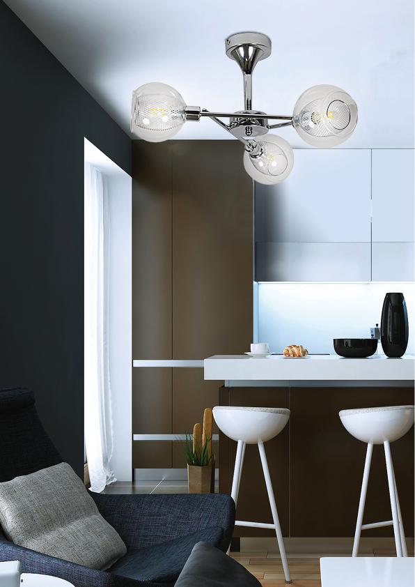 OZZO lampa wisząca 3x40W E14 chrom klosz bezbarwny